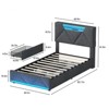 Bed Frame with Storage Headboard, 4 Drawers, Charging Station and Led Lights - 2 of 4