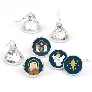 Big Dot of Happiness Holy Nativity - Manger Scene Religious Christmas Round Candy Sticker Favors - Labels Fits Chocolate Candy (1 sheet of 108) - 1 of 4