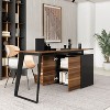 FUFU&GAGA Brown L Shaped Office Desk with Drawers Corner Computer Table - 3 of 4