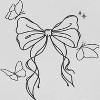 Rerun Island Women's Outline Bow And Butterflies Short Sleeve Graphic Cotton Cropped Loose T-shirt - Bright White S - 2 of 4