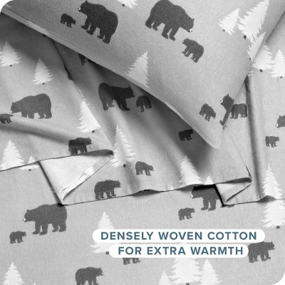 Kodiak Gray Cotton Flannel Twin XL Sheet Set