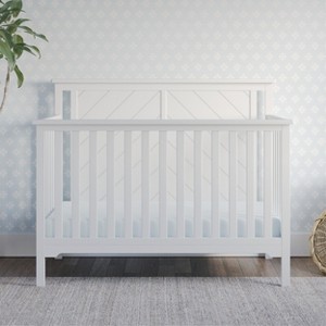 Child Craft Hampton Flat 4-in-1 Convertible Crib, Converts to Day Bed, Toddler & Full Size Bed, 3 Mattress Positions, Baby Safe Finish (Matte White) - 1 of 4