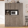 70" Large Kitchen Pantry Cabinet with Pull-Out Side Cabinet and 5 Adjustable Shelves, Freestanding Pantry Cabinet for Dining Room–The Pop Home - 2 of 4