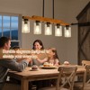 BAOURE 3-Light Farmhouse Wood Chandelier - 19.69" Rustic Rectangular Pendant Light - Black with Seed Glass Shades for Kitchen Islands & Dining - 3 of 4