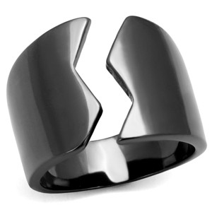 Slickblue Women’s Minimalist Light Black Stainless Steel Band Ring with Crack Texture Size 5-10 - 1 of 4