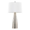 LumiSource (Set of 2) Maya 27.75" Contemporary Metal Table Lamps Polished Nickel with White Linen Shade from Grandview Gallery: UL Listed - 2 of 4