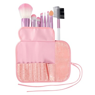 Zodaca 8 Piece Makeup Brush Set with Pouch Bag Organizer, Pink