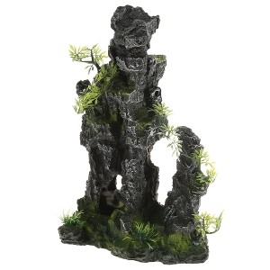 Unique Bargains Aquarium Terrariums Mountain for Fish Tank Landscape Decoration Gray Green 11.81" Height 1pcs - 1 of 4