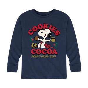 Boys' - Peanuts - Snoopy Christmas Cookies and Cocoa Long Sleeve Graphic T-Shirt - 1 of 4