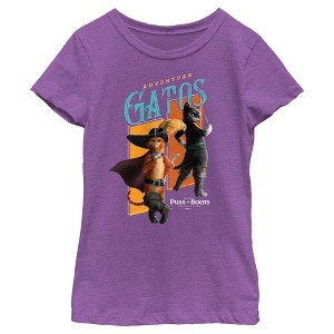 Girl's Puss in Boots: The Last Wish Adventure Gatos T-Shirt - 1 of 4