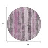 Pink And Gray Striped Washable Indoor Outdoor Area Rug - 3 of 4