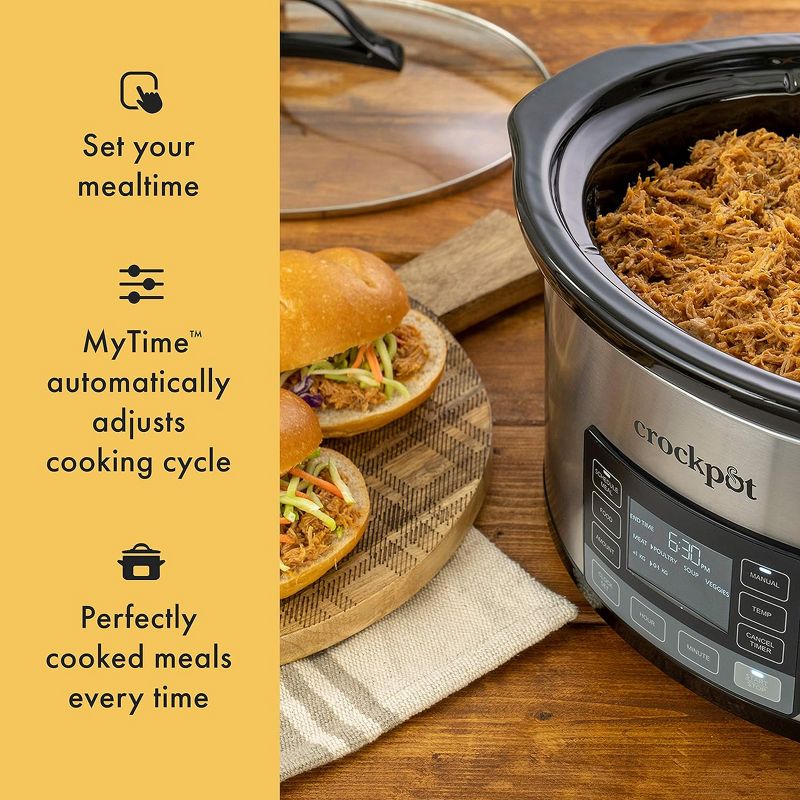 Crock-Pot Programmable 6-Quart Stainless Steel Slow Cooker with MyTime Technology, 4 of 8