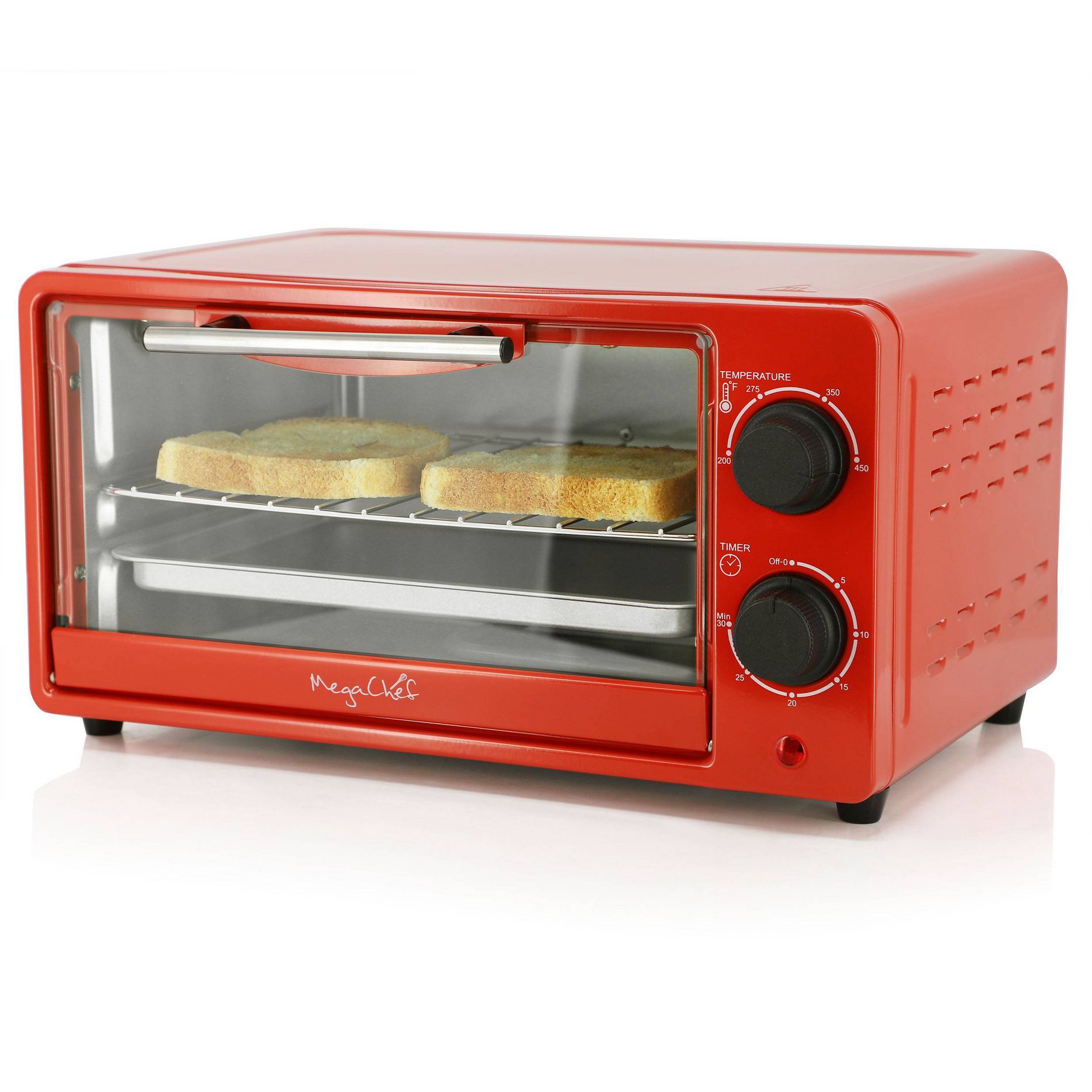 MegaChef 9L Electric Counter Top Toaster Oven in Candy Red