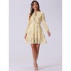 INSPIRE CHIC Women's Summer Floral Layered Tie V-Neck Semi-Sheer Long Sleeve Mini Dress - 3 of 4