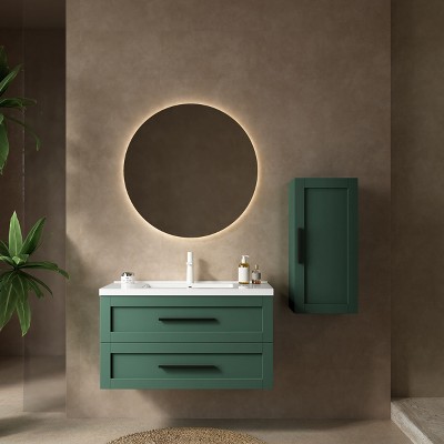NicBex Floating Bathroom Vanity with Sink,Bathroom Sink Vanity with 2 Drawers and White Ceramic Basin,30/36 inch Bathroom Sink Cabinet,Green