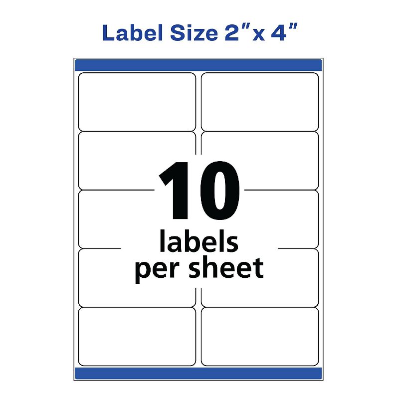 Avery Shipping Labels with TrueBlock Technology Inkjet 2 x 4 White 1000/Box 8463, 5 of 10