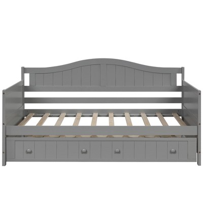 Bellemave Twin Daybed with Twin Size Trundle Bed, Modern Sofa Bed with Wooden Slats, Twin Wooden Daybed Easy Assembly, for Living Room, Bedroom, Gray