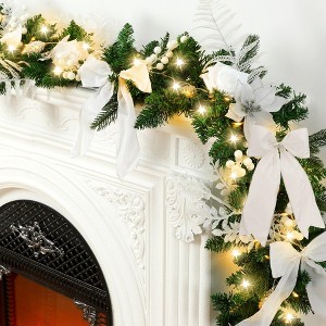 MOEPISY 6.5 ft Pre-lit Christmas Norfolk Pine Garland Decoration with 40 LED Light (White) - 1 of 4