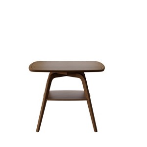 Gulches 29.53" Square Dining Table, Walnut Finish MDF & Rubber Wood, Lower Storage Shelf for Kitchen/Dining Room/Living Room - 1 of 4