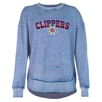 NBA Los Angeles Clippers Women's Ombre Arch Print Burnout Crew Neck Fleece Sweatshirt