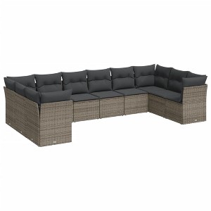 vidaXL Garden Sofa Set Grey PE rattan, steel, polyester 10 Piece Set - 1 of 4