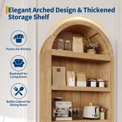Highlighted features: Elegant arched design, pantry for kitchen, bookshelf for living room, buffet cabinet for dining room