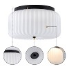 C Cattleya 10.75 in. Black Flush Mount Ceiling Light with White Frosted Ribbed Glass Shade - 3 of 4