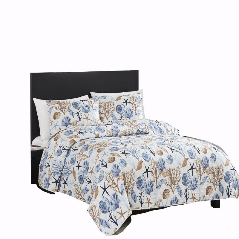RT Designers Collection Melrose Reef 3-Pieces Elegant Stitched Quilt Set OB Multicolor, 1 of 5