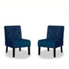 TOAOTBNBO Button Tufted Pattern Accent Chair with Curved Back, Velvet Fabric Armless Chair with Wood Legs Upholstered Chair for Bedroom - 2 of 4