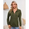 Coolmee Women's Casual Long Sleeve Lapel Zipper Sweatshirt Drawstring Loose Pullover Tops - 3 of 4