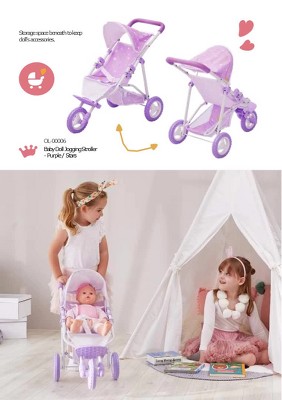 White and Purple Wooden Baby Doll Changing Station with Storage
