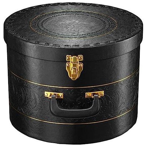 Creative Scents Round Hat Box Container With Gold Locking Lid, Gold Rim,  And Sturdy Handle 14.5'' : Target