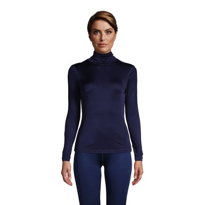 Lands' End Women's Silk Interlock Turtleneck Long Underwear Top