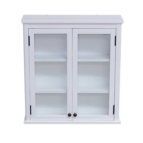 Tangkula Bathroom Wall Cabinet, Wooden Hanging Storage Cabinet with Doors