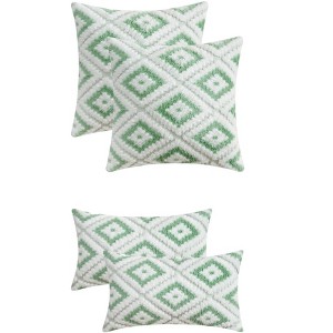 REGALWOVEN 4 Pcs Geometric Pattern Short Plush Decorative Throw Pillow Covers - 1 of 4
