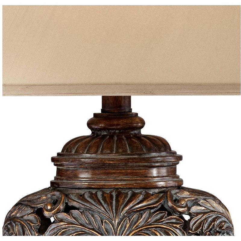 Barnes and Ivy Leafwork Traditional Table Lamp 32 1/2" Tall Bronze with USB Dimmer Cord Tan Rectangular Shade for Bedroom Living Room Bedside Office, 3 of 10