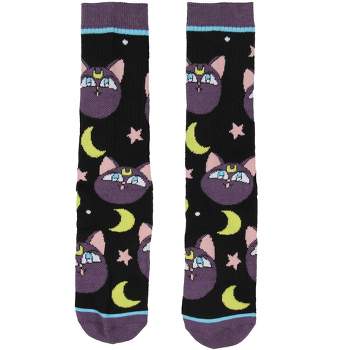 Sailor Moon Manga Anime Luna The Cat Athletic Crews Socks For Women Men 1 Pair Black