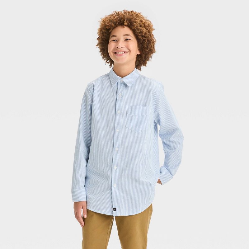 Boys' Oxford Striped Long Sleeve Button-Down Shirt - art class™, 1 of 5