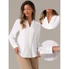 Allegra K Women's Pleated Formal Long Sleeve Business Office V Neck Casual Shirt - 2 of 4