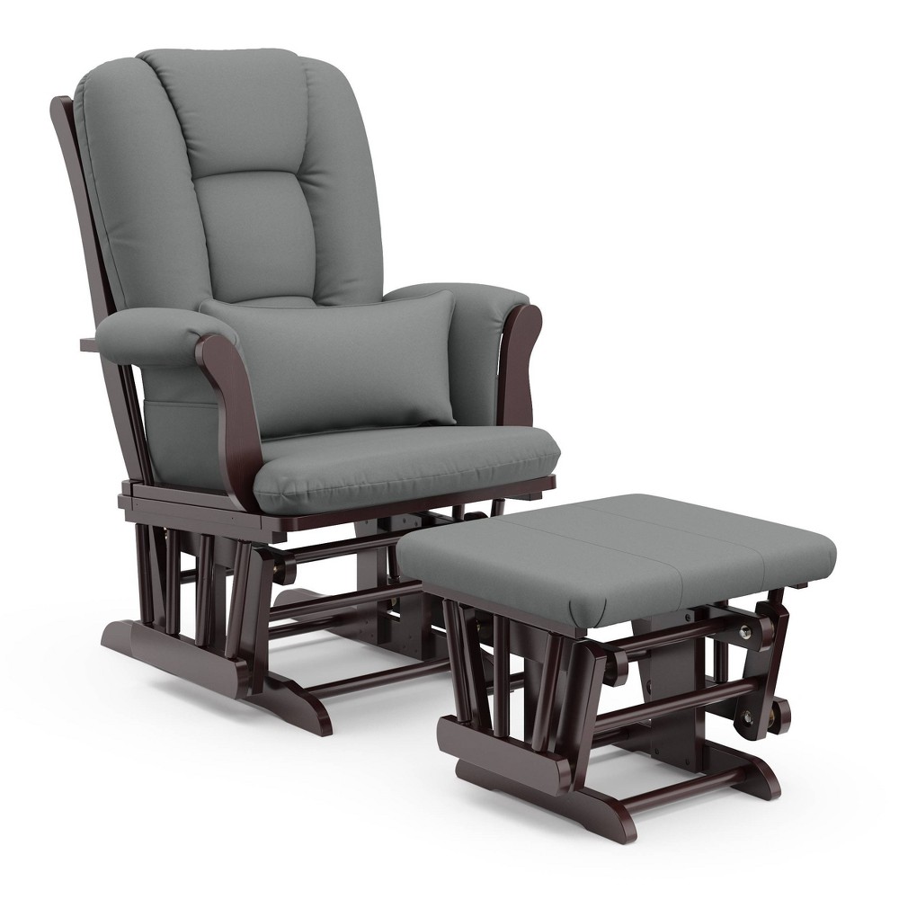 Photos - Garden Furniture Storkcraft Tuscany Glider Nursery Rocking Chair and Ottoman - Espresso/Gray