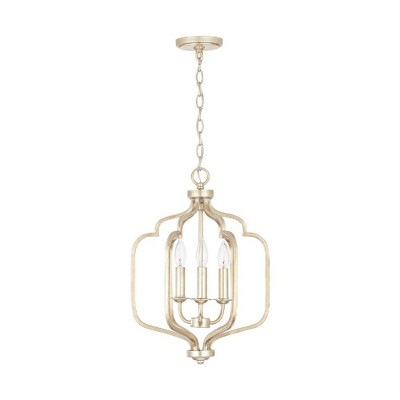 Winter Gold Polished Nickel 3-Light Glass Drum Chandelier
