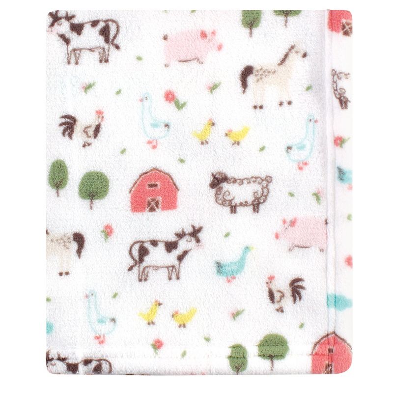 Hudson Baby Infant Girl Silky Plush Blanket, Girl Farm Animals, 30x36 inches, 4 of 5