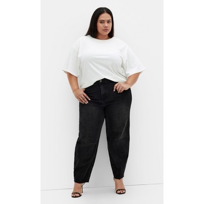 Women's Plus Size Harley Saige Wide Leg Crop Jean - black | CITY CHIC