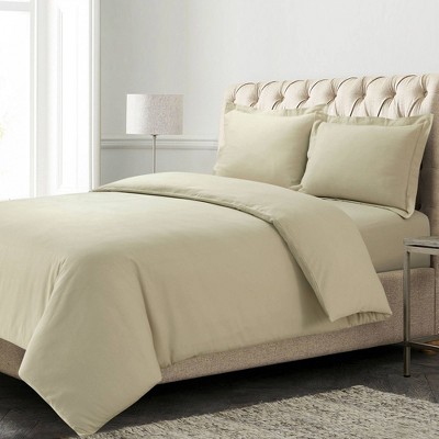 Natural Cotton Flannel King Duvet Cover Set