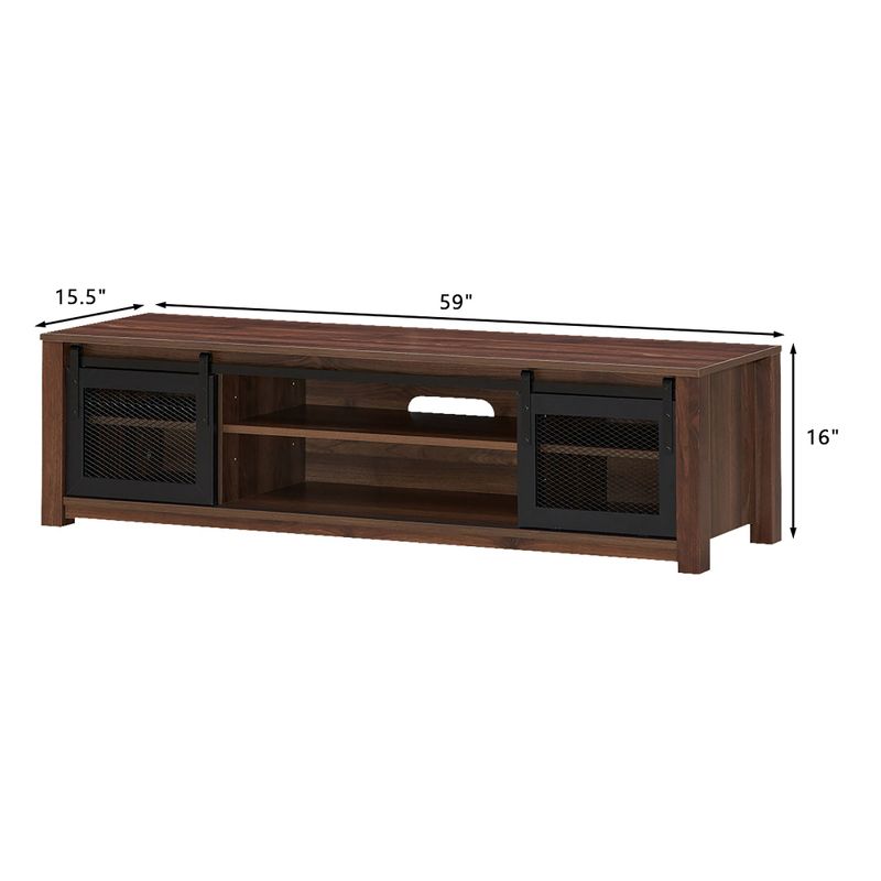 Costway TV Stand Entertainment Center for TV's up to 65'' with Sliding Mesh Doors Walnut\ Black, 3 of 11