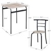 VECELO 3-Piece Dining Table & Chairs Set for 2, Metal and Wooden Square Kitchen Dining Set for Small Space, Brown/Gray - 3 of 4