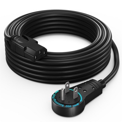 Maximm Power Cord Flat Plug 360° Rotating PC Cable 3 Prong for Desktop, Printer, Scanner, 16 AWG, IEC13