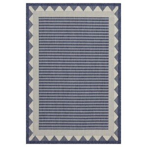 Outdoor Rugs for Living Rooms, Patios, Decks, Entryways, Camping, RV, Picnics, Three Sizes Available, Blue Horizontal Stripe - 1 of 1