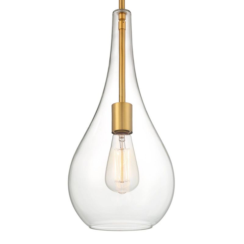 Possini Euro Design Soft Gold Mini Pendant 7 1/2" Wide Modern Clear Glass Shade Fixture for Dining Room House Home Foyer Kitchen, 3 of 7