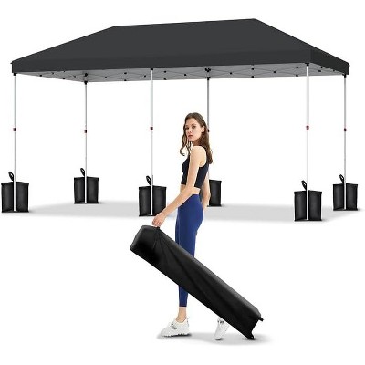 Portable Pop-Up Canopy Tent with 3 Adjustable Heights, Waterproof Outdoor Sun Shade with Wheeled Bag, Party Tents for Patio, Deck, Garden, Beach